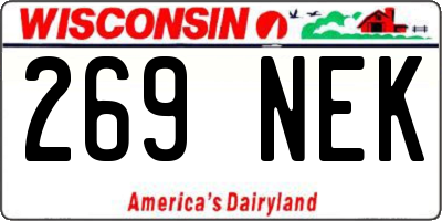 WI license plate 269NEK