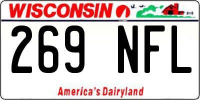 WI license plate 269NFL