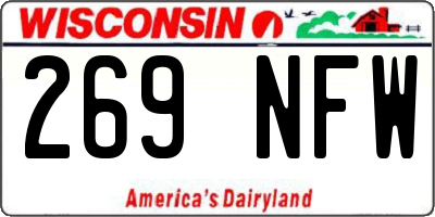 WI license plate 269NFW