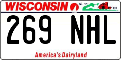 WI license plate 269NHL