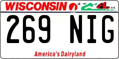 WI license plate 269NIG