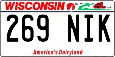 WI license plate 269NIK