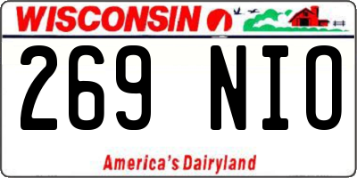 WI license plate 269NIO