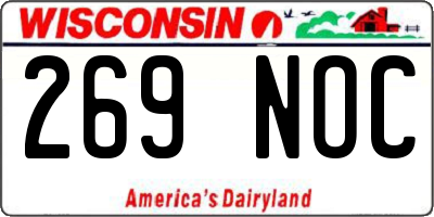WI license plate 269NOC