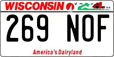 WI license plate 269NOF