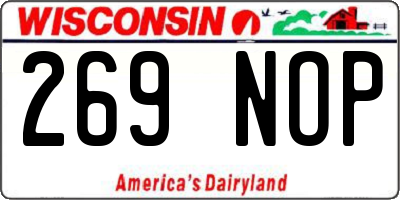 WI license plate 269NOP
