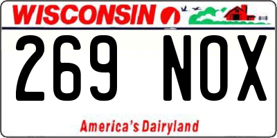 WI license plate 269NOX