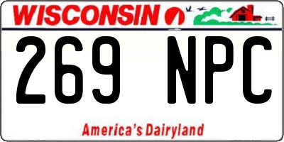 WI license plate 269NPC