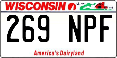 WI license plate 269NPF