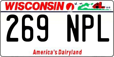 WI license plate 269NPL