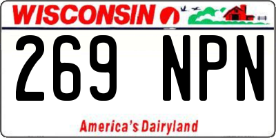 WI license plate 269NPN