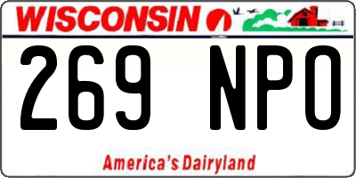 WI license plate 269NPO