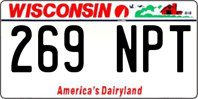 WI license plate 269NPT
