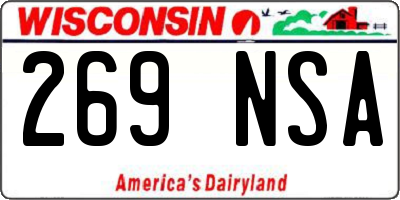 WI license plate 269NSA