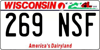 WI license plate 269NSF