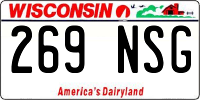 WI license plate 269NSG