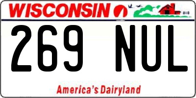 WI license plate 269NUL