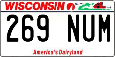 WI license plate 269NUM