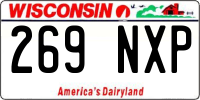 WI license plate 269NXP