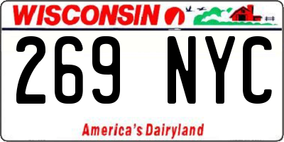 WI license plate 269NYC