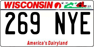 WI license plate 269NYE