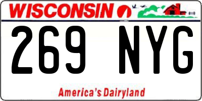 WI license plate 269NYG