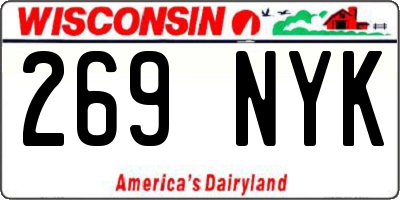 WI license plate 269NYK