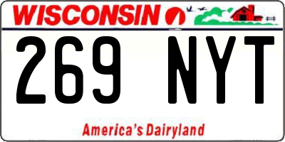 WI license plate 269NYT