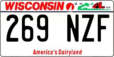 WI license plate 269NZF