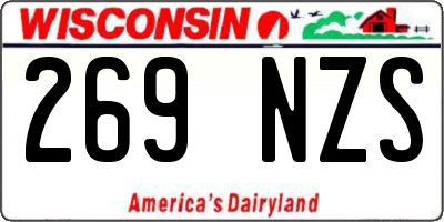 WI license plate 269NZS