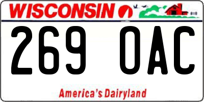 WI license plate 269OAC