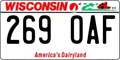 WI license plate 269OAF