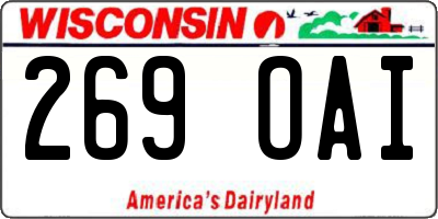 WI license plate 269OAI