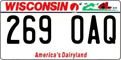 WI license plate 269OAQ