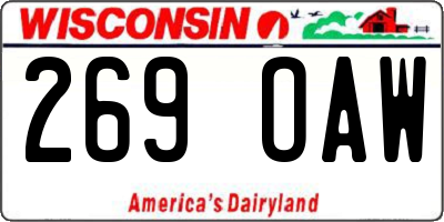 WI license plate 269OAW