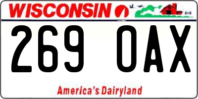 WI license plate 269OAX