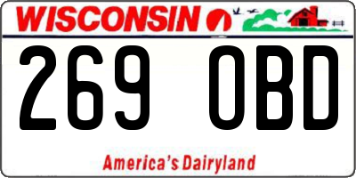 WI license plate 269OBD