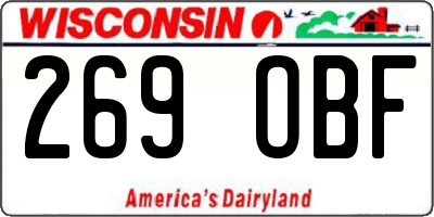 WI license plate 269OBF