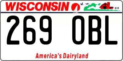 WI license plate 269OBL