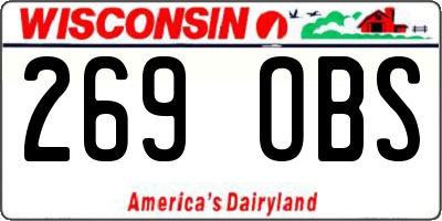 WI license plate 269OBS