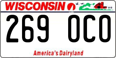 WI license plate 269OCO