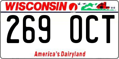 WI license plate 269OCT