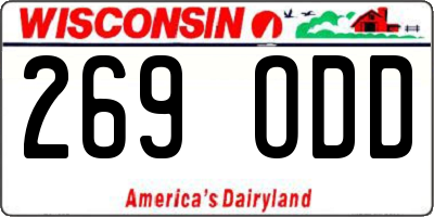 WI license plate 269ODD