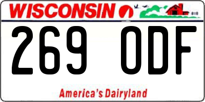 WI license plate 269ODF