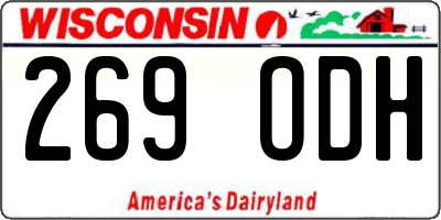 WI license plate 269ODH