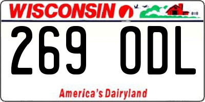 WI license plate 269ODL