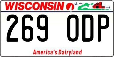 WI license plate 269ODP