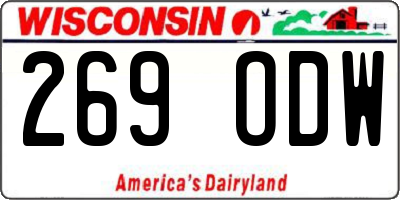 WI license plate 269ODW