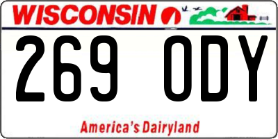 WI license plate 269ODY