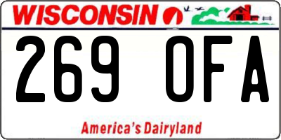 WI license plate 269OFA